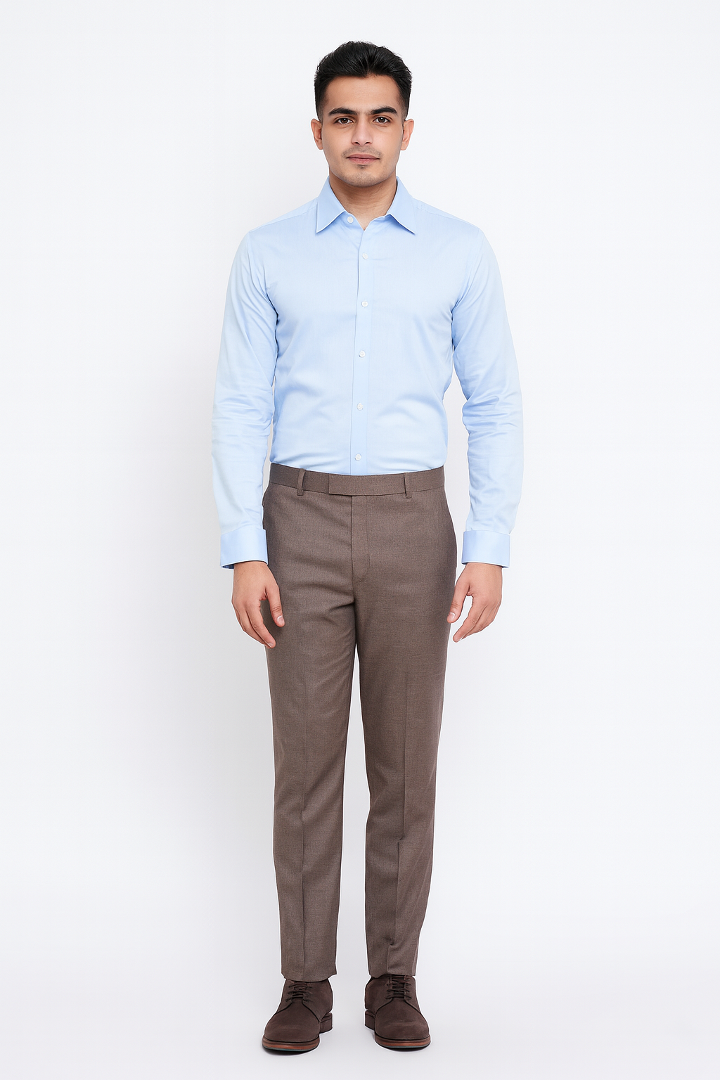 Men’s Coffee Brown Slim-Fit Formal Trousers