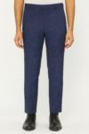 Men’s Navy Blue Checkered Slim-Fit Formal Trousers