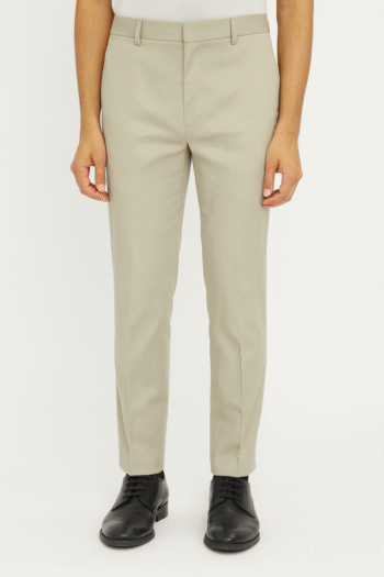Men’s Beige Slim-Fit Formal Trousers