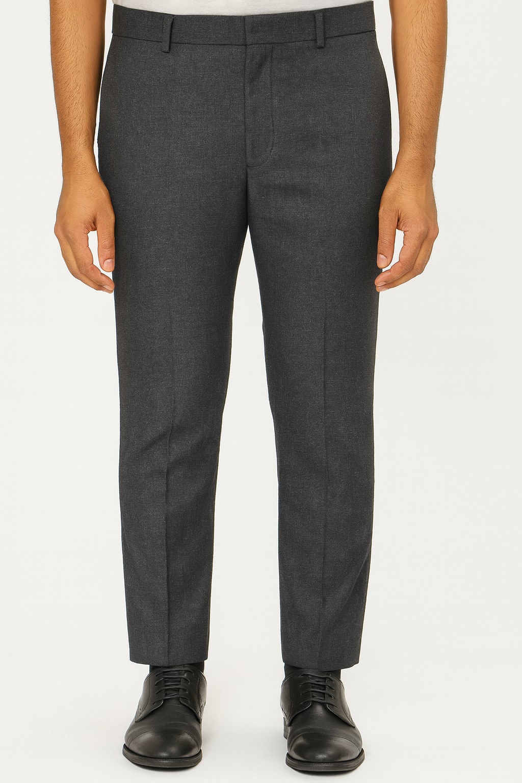 Men’s Charcoal Grey Slim-Fit Formal Trousers