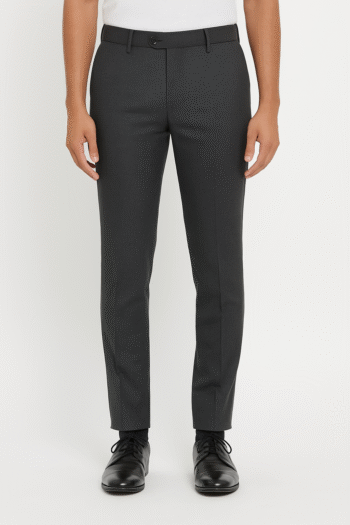 Men’s Jet Black Slim-Fit Formal Trousers