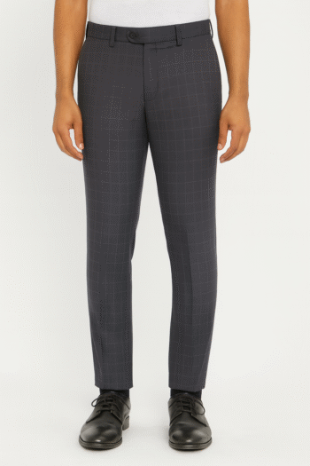 Men’s Graphite Check Slim-Fit Formal Trousers