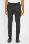 Men’s Charcoal Textured Slim-Fit Formal Trousers