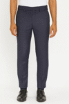 Men’s Navy Blue Check Slim-Fit Formal Trousers