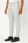 Men’s Light Grey Textured Slim-Fit Formal Trousers