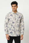 Men’s Beige Printed Cotton Casual Shirt