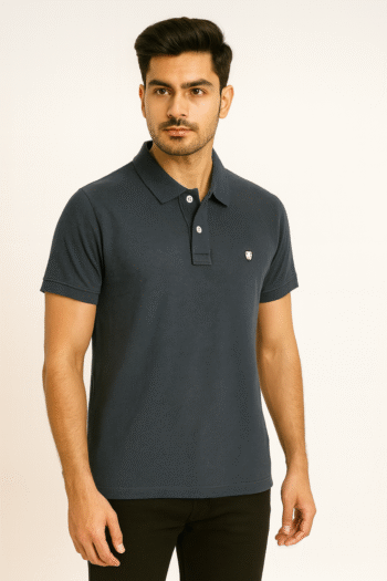 Men’s Navy Blue Classic Polo T-Shirt with Embroidered Logo
