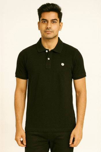 Men’s Black Classic Polo T-Shirt with Embroidered Logo