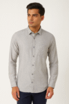 Men’s Light Grey Self-Pattern Long Sleeve Shirt