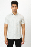 Men’s Light Blue Printed Short Sleeve Shirt
