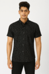 Men’s Black Textured Short Sleeve Shirt
