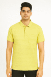 Men’s Light Lime Textured Polo T-Shirt with Chest Pocket