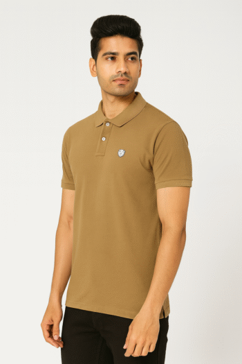 Men’s Brown Classic Polo T-Shirt with Chest Emblem