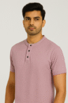 Men’s Mauve Textured Henley T-Shirt