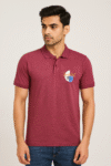 Men’s Maroon Polo T-Shirt with Chest Print