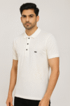 Men’s Off-White Textured Polo T-Shirt