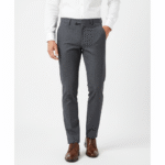 Men’s Charcoal Grey Slim-Fit Textured Formal Trousers