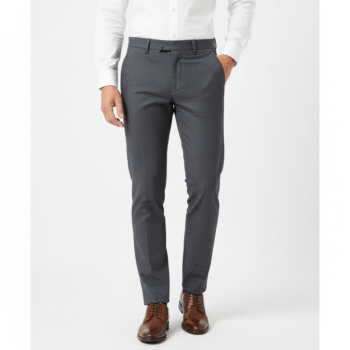 Men’s Charcoal Grey Slim-Fit Textured Formal Trousers