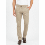 Men’s Beige Slim-Fit Stretch Formal Trousers
