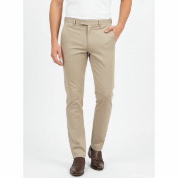 Men’s Beige Slim-Fit Stretch Formal Trousers