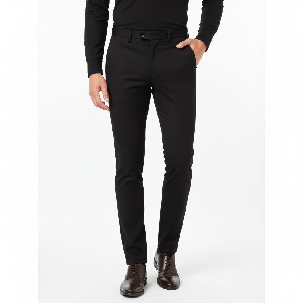 Men’s Black Slim-Fit Formal Trousers