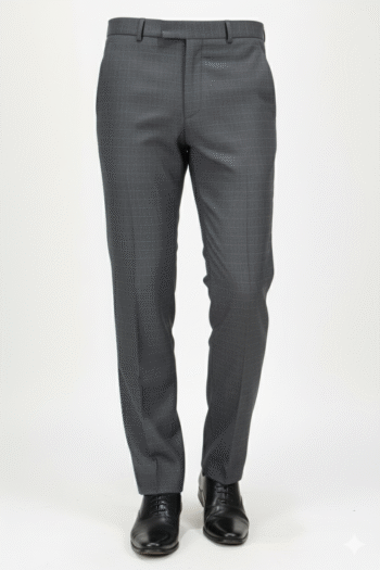 Men’s Charcoal Check Slim-Fit Formal Trousers
