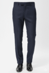 Men’s Navy Blue Micro-Textured Slim-Fit Formal Trousers