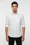 Men’s White Slim Fit Striped Cotton Shirt