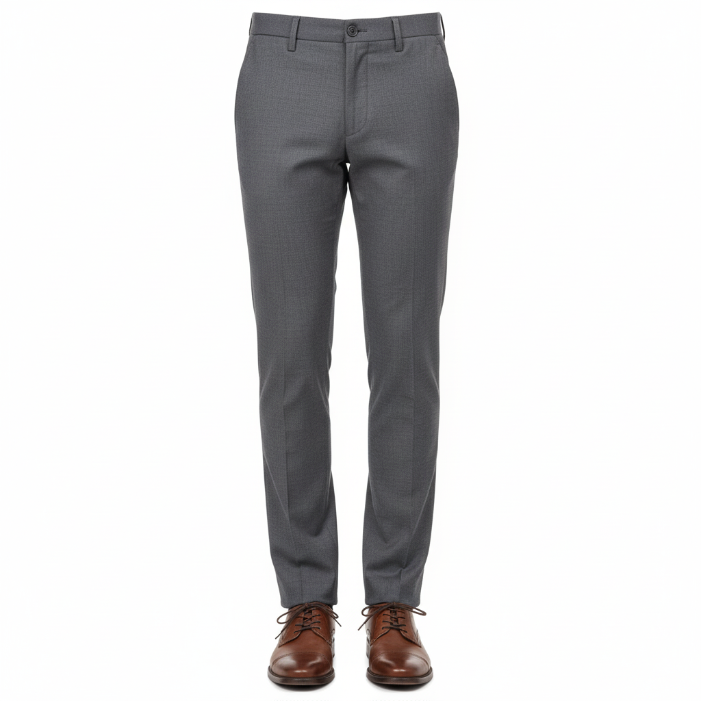 Men’s Classic Steel Grey Slim-Fit Formal Trousers