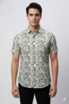 Men’s Abstract Leaf Pattern Casual Shirt