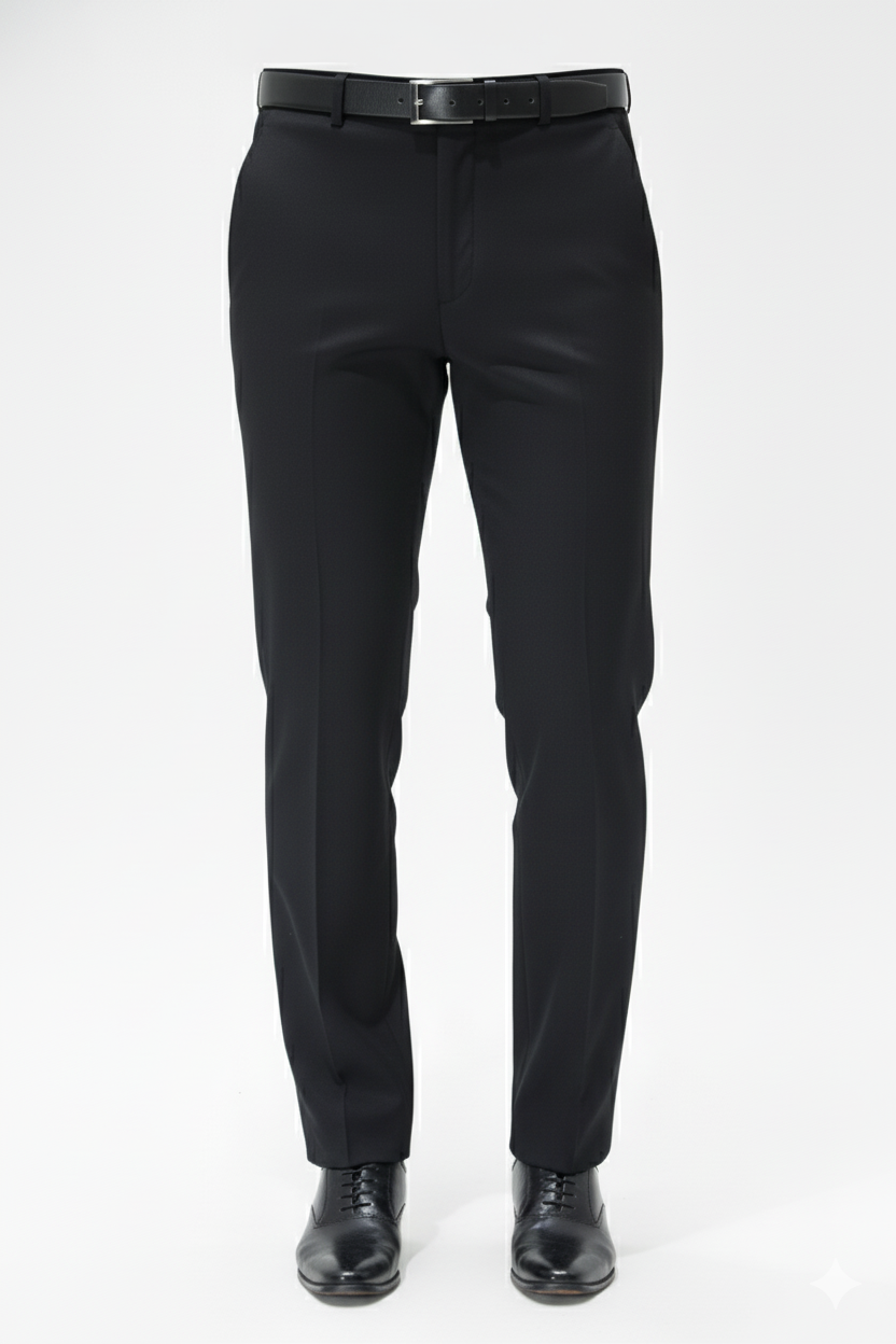 Men’s Classic Black Slim-Fit Formal Trousers