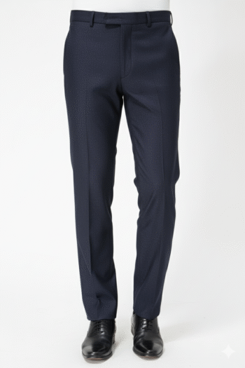 Men’s Midnight Blue Textured Slim-Fit Formal Trousers