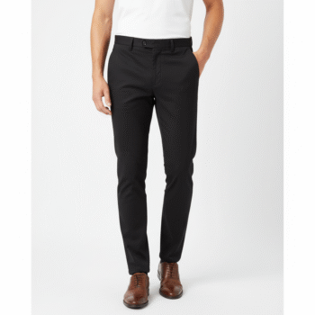 Men’s Black Slim-Fit Stretch Formal Trousers
