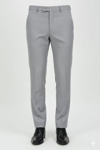 Men’s Light Grey Slim-Fit Formal Trousers