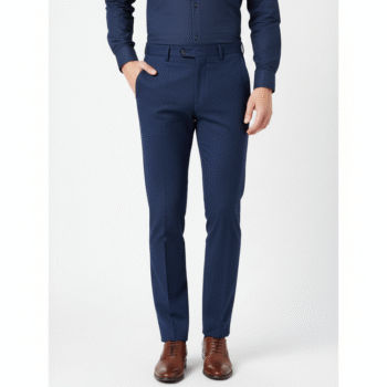 Men’s Navy Blue Slim-Fit Formal Trousers