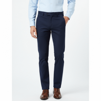 Men’s Classic Navy Blue Slim-Fit Formal Trousers