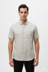 Men’s Light Beige Subtle Pattern Casual Shirt