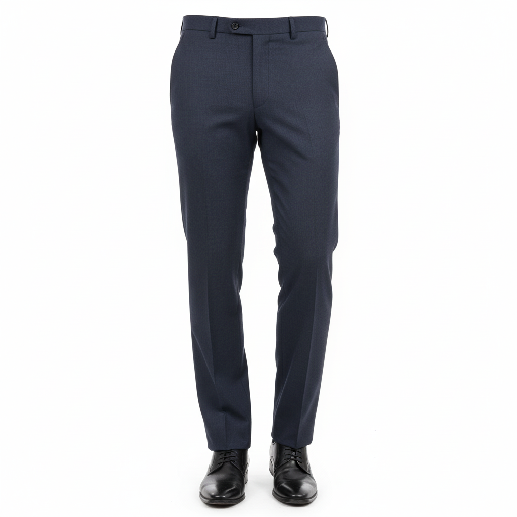 Men’s Navy Blue Tailored Slim-Fit Formal Trousers