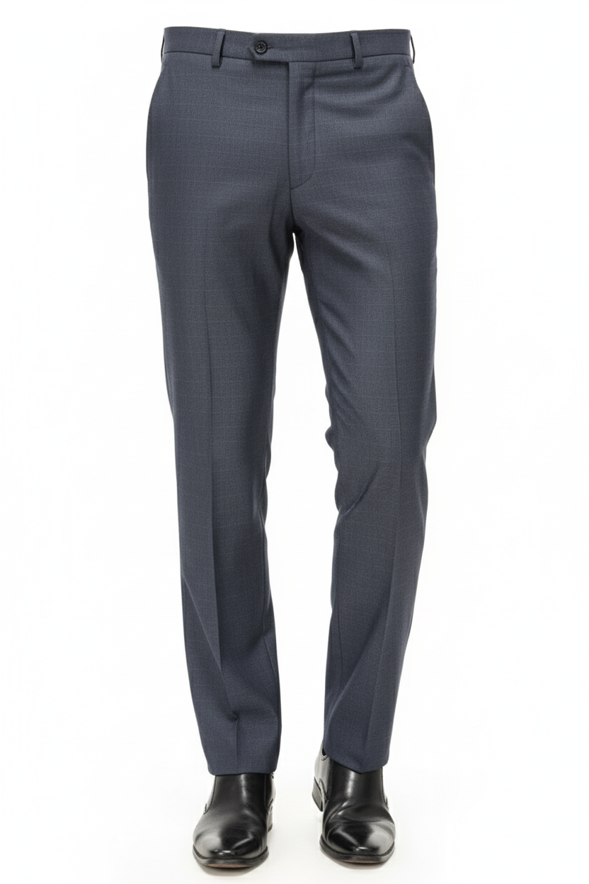Men’s Steel Blue Slim-Fit Formal Trousers