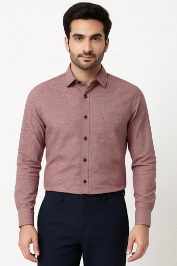 Men’s Solid Maroon Casual Shirt – Cotton Blend, Full Sleeves