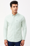 Men’s Mint Green Slim-Fit Button-Down Cotton Shirt