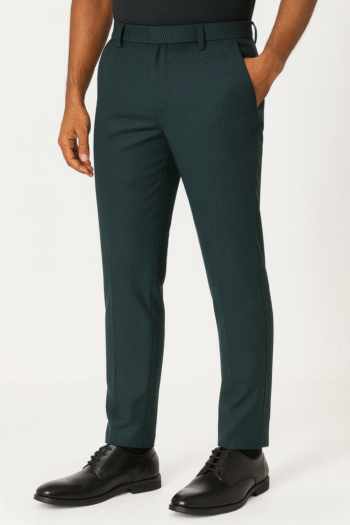 Men’s Slim-Fit Formal Trousers – Deep Emerald Green