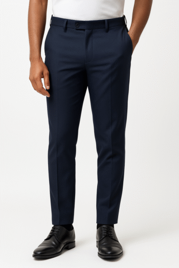 Men’s Classic Slim-Fit Formal Trousers – Navy Blue