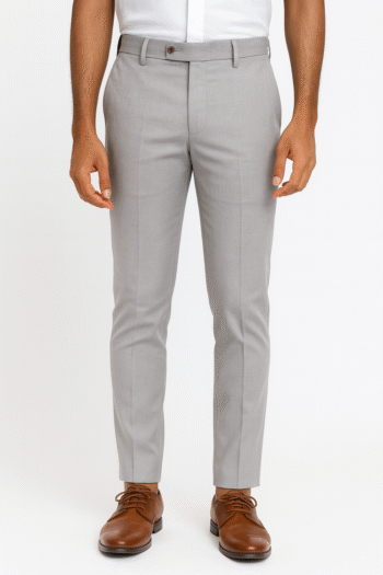 Men’s Light Grey Slim-Fit Formal Trousers