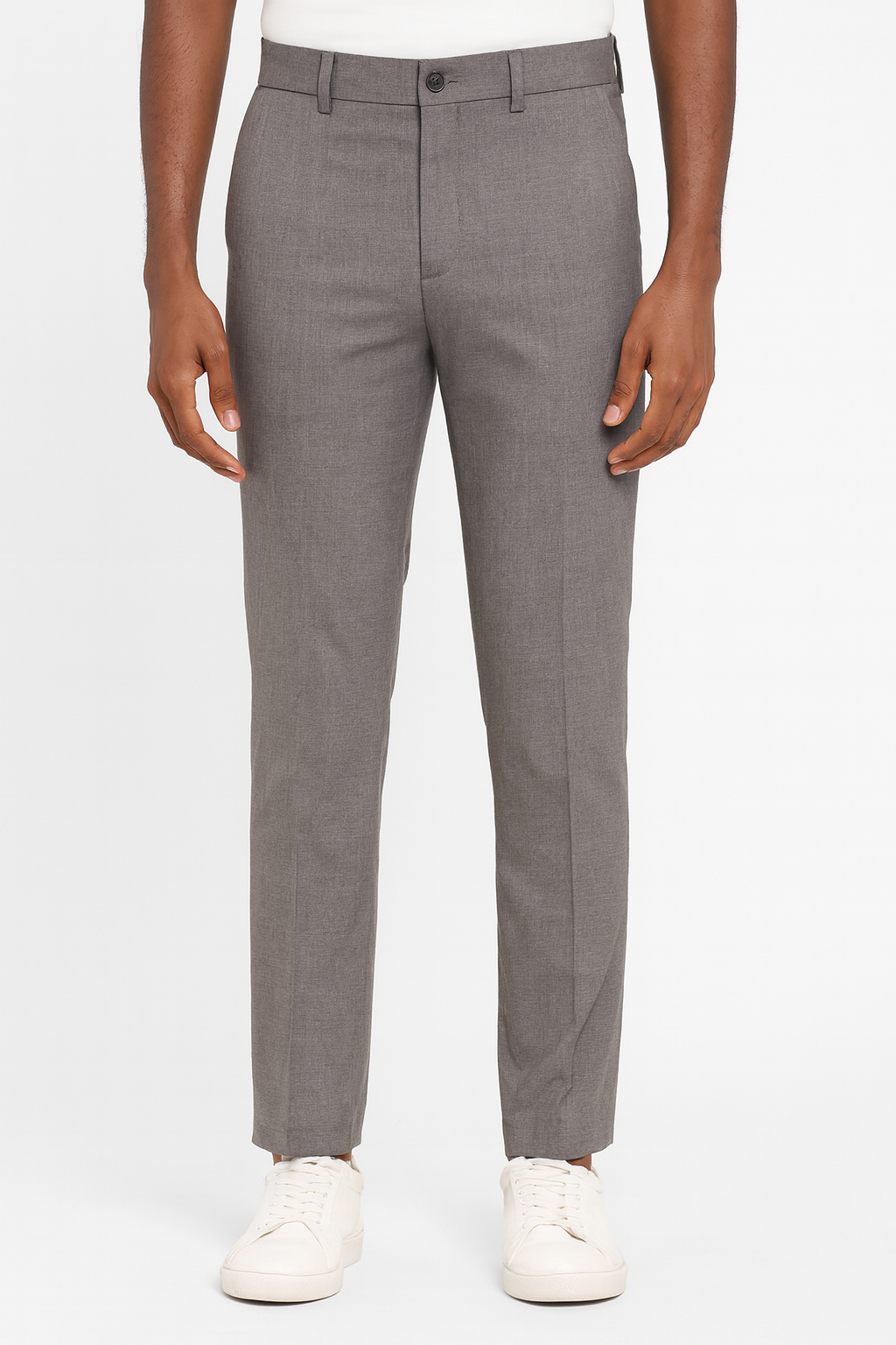 Men’s Mid-Grey Slim-Fit Formal Trousers