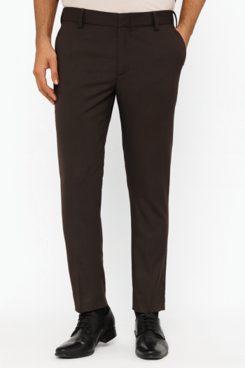 Men’s Dark Brown Slim-Fit Formal Trousers
