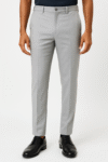 Men’s Light Grey Slim-Fit Formal Trousers