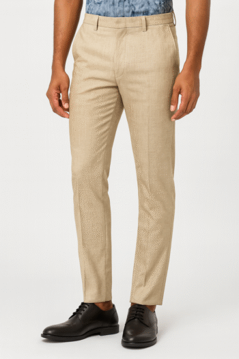 Men’s Beige Slim-Fit Smart Casual Trousers