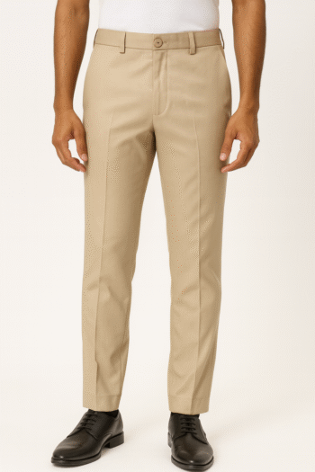 Men’s Slim-Fit Beige Formal Dress Pants