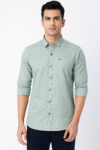 Men’s Solid Light Green Cotton Casual Shirt